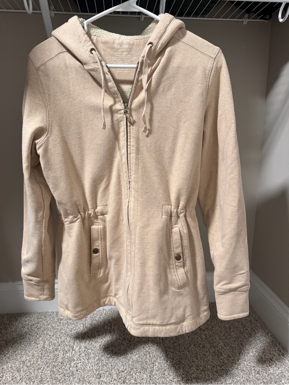 L.L. Bean Light Beige Sherpa-Lined Hoodie